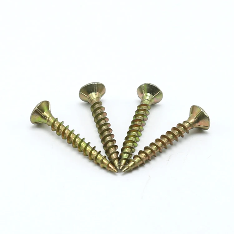 Yellow Passivated square Countersunk double CSK head wood chipboard Screws for wood furniture