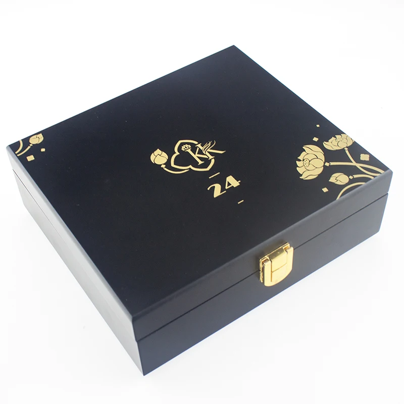 Luxury Custom Black MDF Timber Wooden Handmade Perfume Tea Candle Packaging Varnishing Gift Box