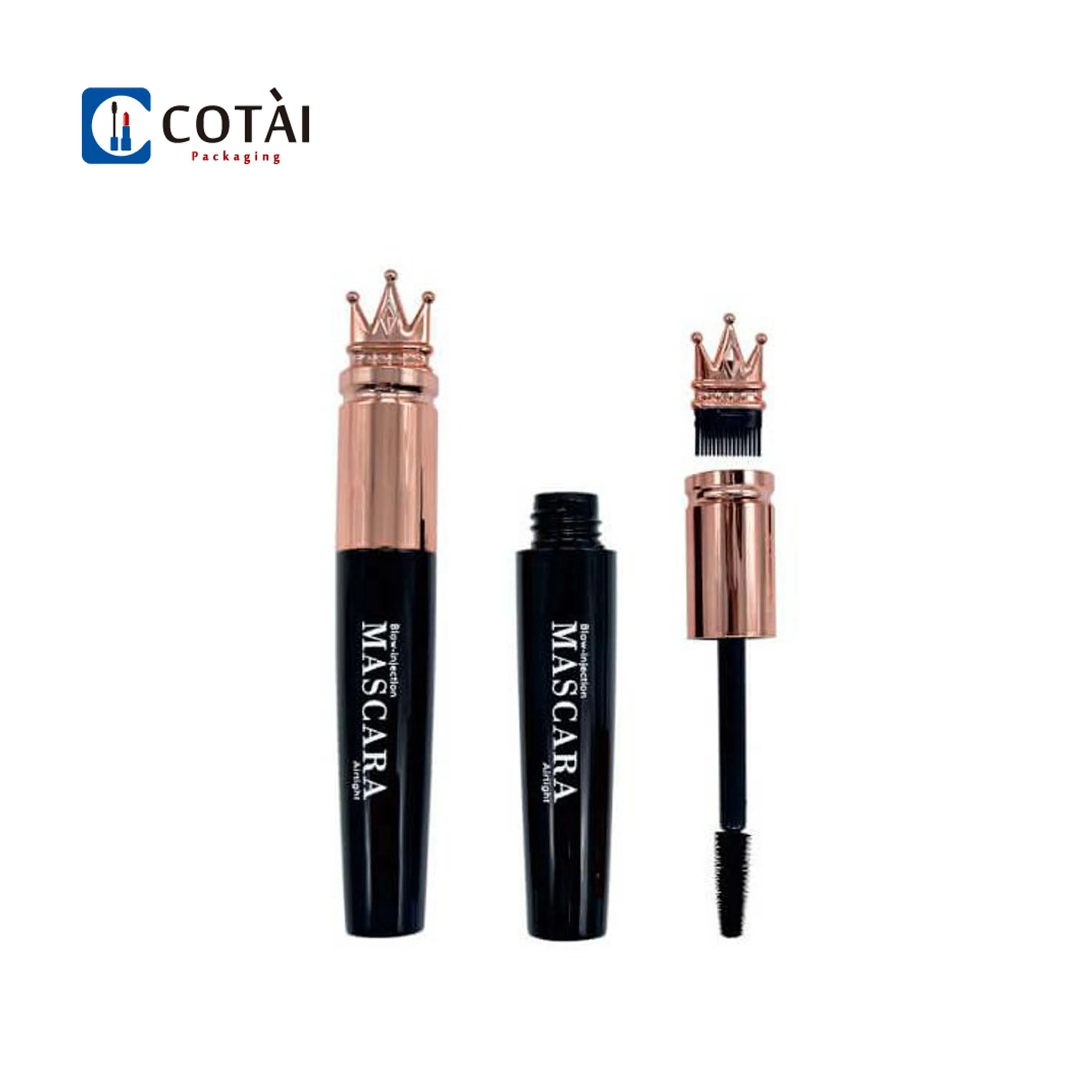 Crown cosmetic eyebrow container mascara tube with comb brush