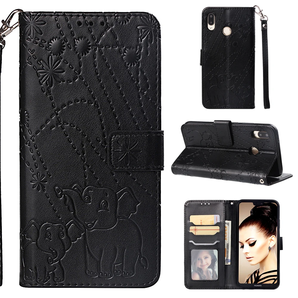 Leather Case For Huawei P20 Pro  Elephant Printing Phone Case for Huawei P20 Lite Wallet Flip Magnetic Stand Phone Case