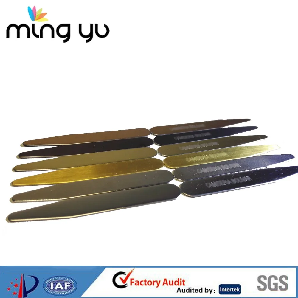 Garment Accessories Brass &Stainless Steel Brushed Collar Stays Collar Stiffeners Collar Stand Engraved with Customize Logo