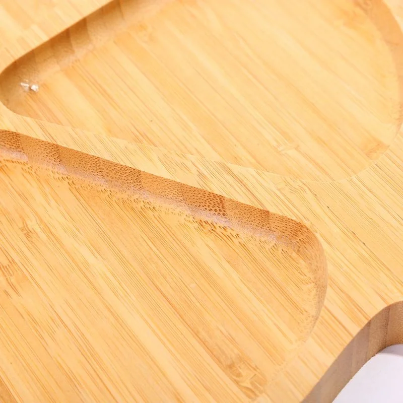 
Eco-Friendly 5 Section Serving Dish Tray Long Handle Bamboo Divided Plate For Snack/Food 