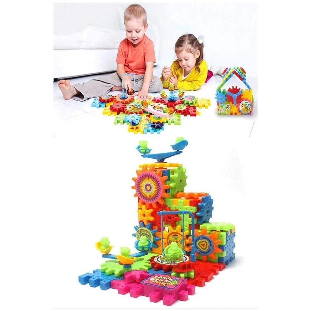 81PCS Electric Building Blocks Set Rotating Gear Electric Building Blocks Set Educational Toy For Boys And Girls Ages 3 And Up