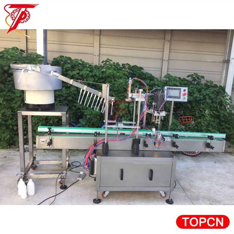 Trigger honey auto twist off lug capping machine with vibrating cap feeder