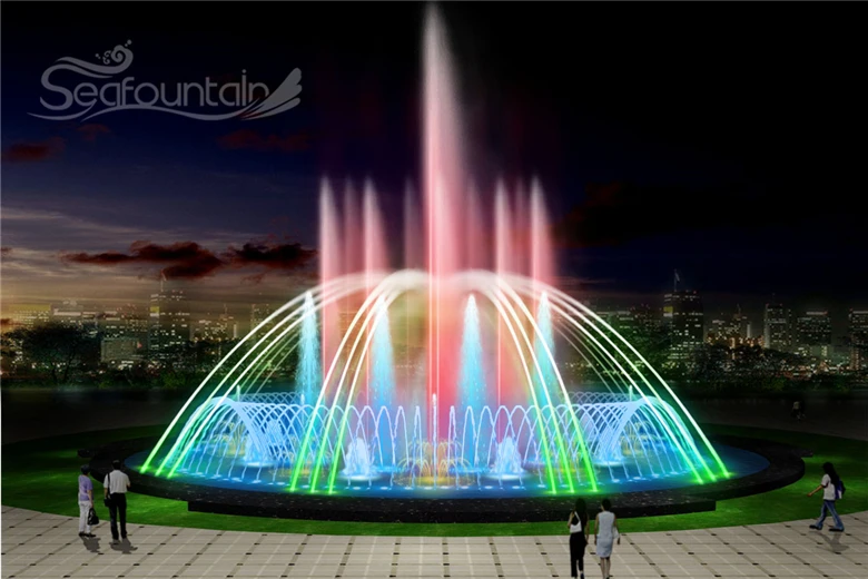 Music dancing water fountains outdoor