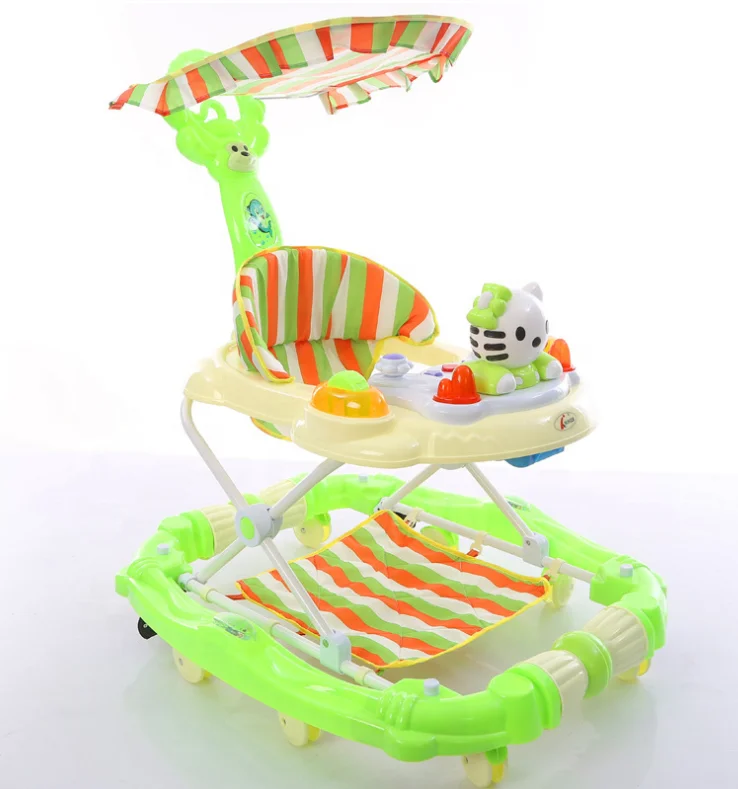 2018 baby walker Height adjustable inflatable  multifunctional baby walker with lovely music cartoon