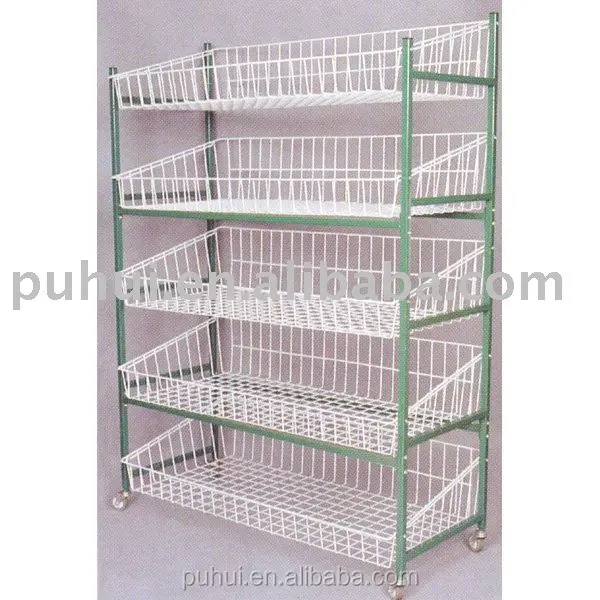 multi tiers steel shelf  food products strong floor standing metal wire layer rack for stores storage