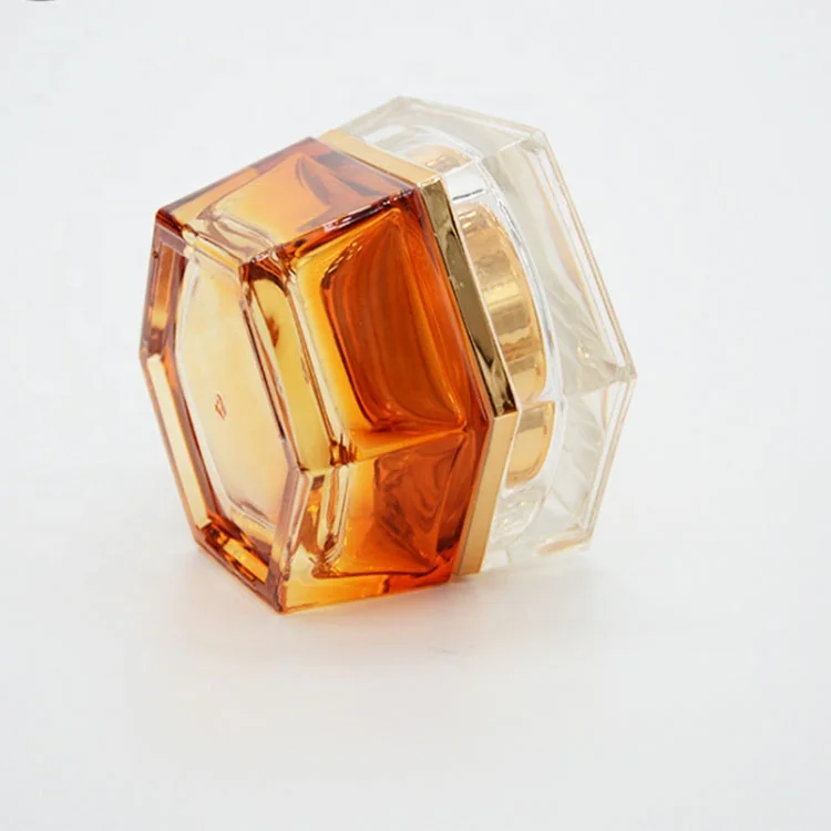 Luxury Cosmetic Glass Jar 30g Good Reputation High Quality Luxury Glass Face Cream Jars six-angle jar for cosmetics