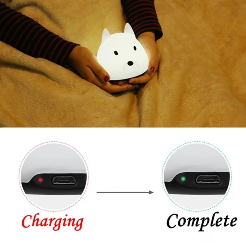 USB аккумуляторная Детей Ночь чувствительной коснитесь управления с подсветкой безопасной и милый прекрасный светильник