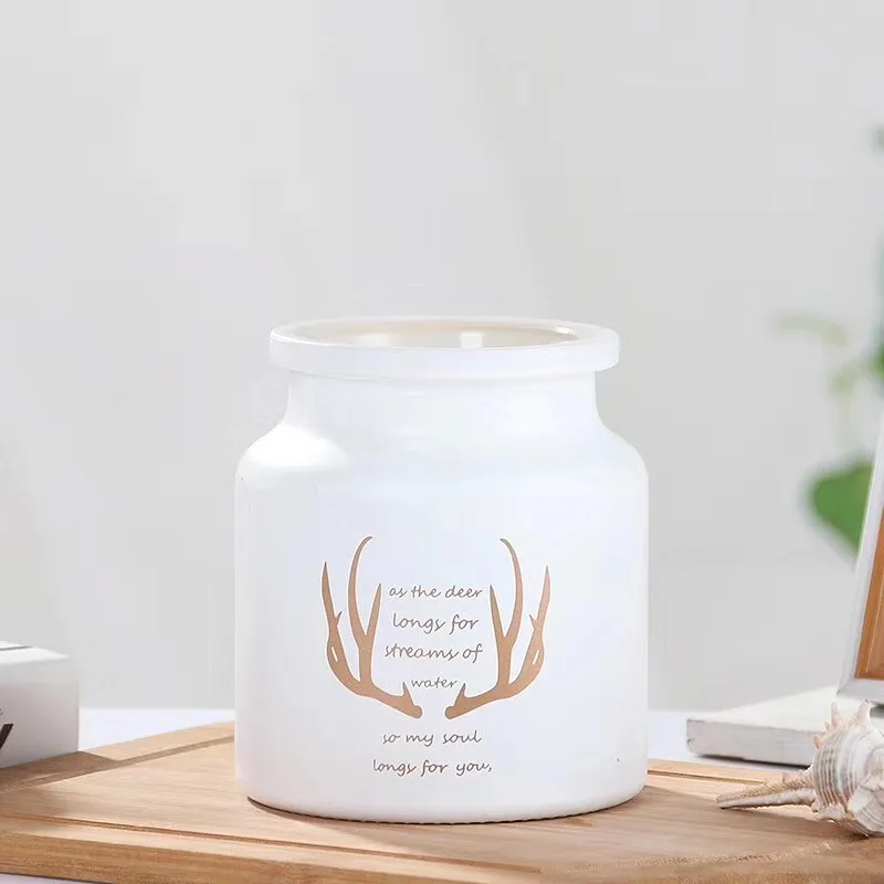 
High quality glass vase matte modern cute matte round white black cylinder vase glass home outdoor 