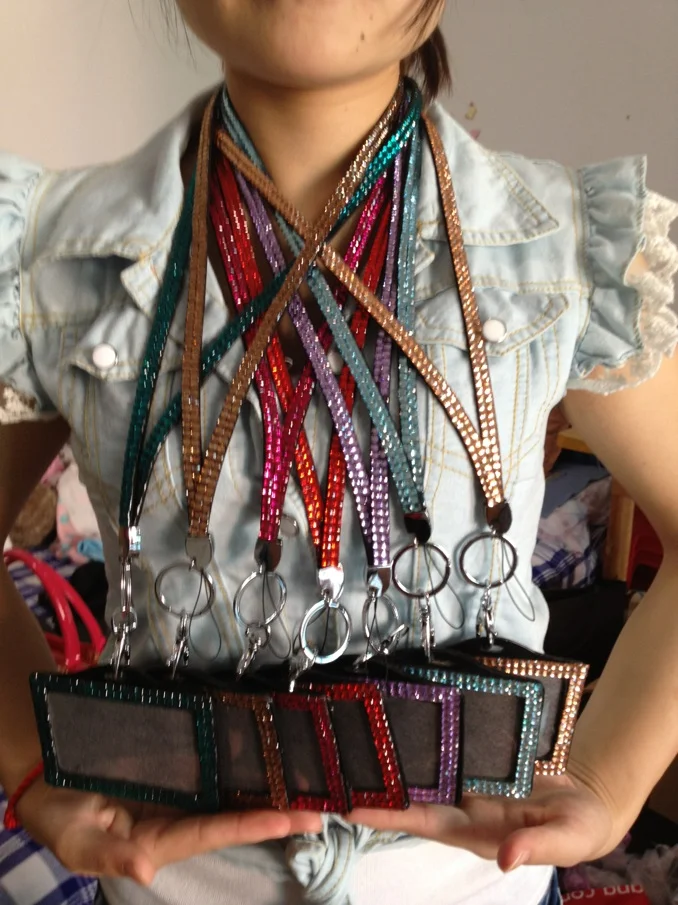 
Cheap fahion bling rhinestone lanyards with id badge holder crystal lanyard with wholesales price 