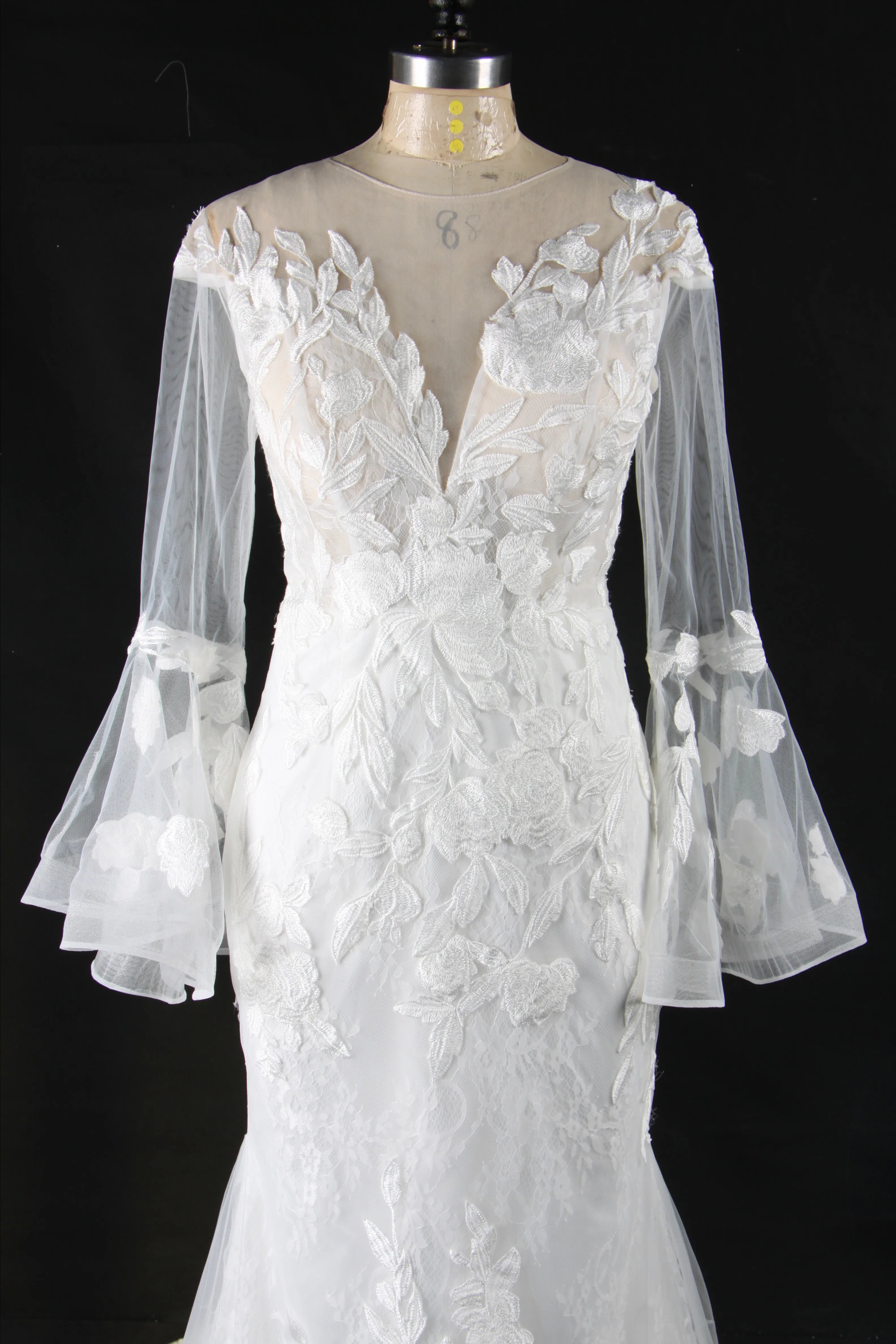 
Customized bridal gowns long sleeve mermaid wedding dress real photo 