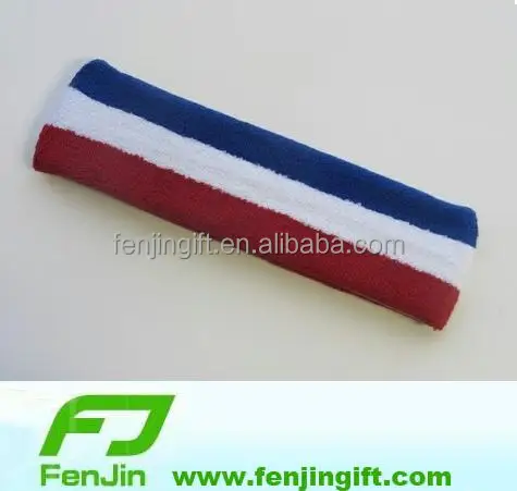 Custom terry cotton sport the Netherlands Holland France flag sweatband red white blue wristband wrist sweatband