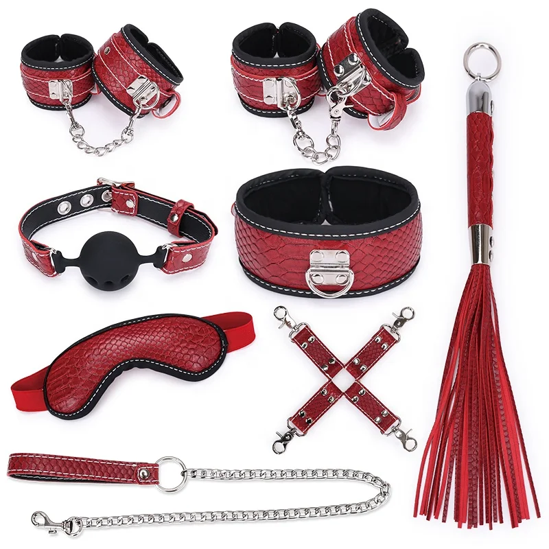 Adult Sex Toy High Quality 8pcs SM Leather Bondage Set Restraint Sex Toys for Couple