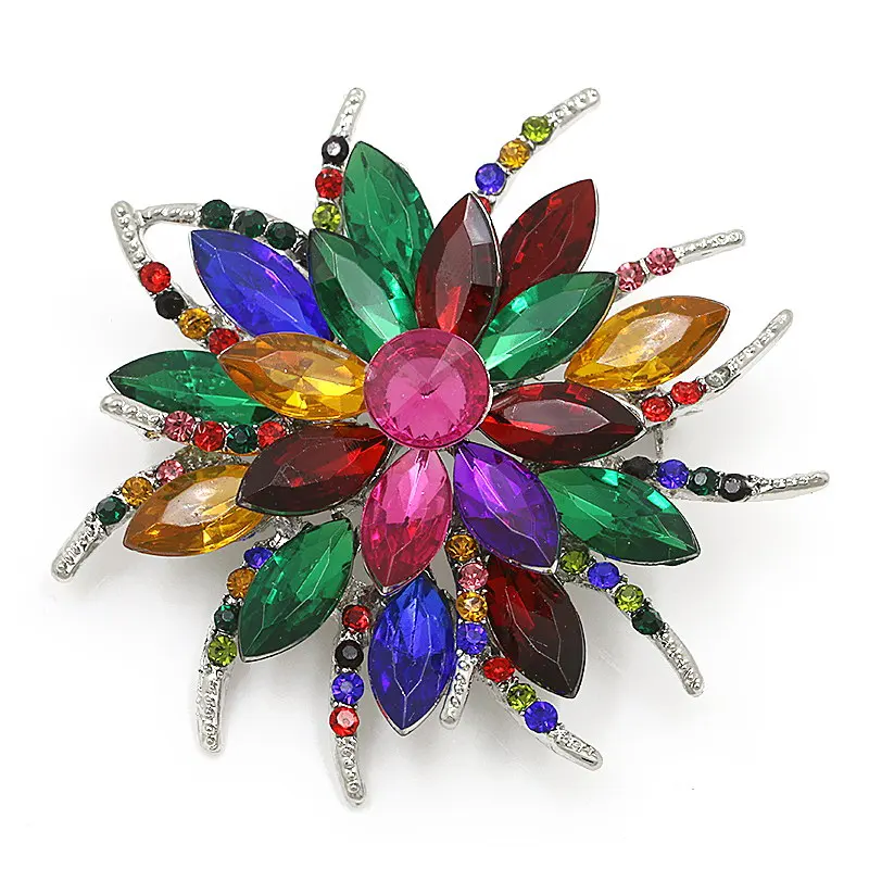 Beautiful Assorted Colors Flower Brooch Crystal Daisy Brooches Pins For Women
