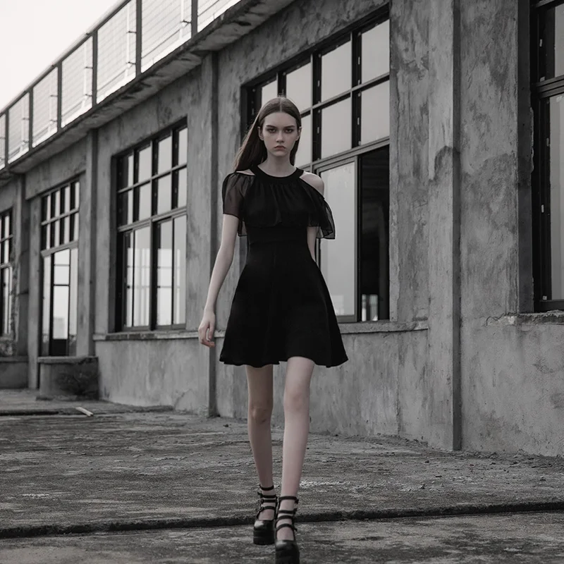 PUNK RAVE chiffon silk unique casual women summer dresses clothing chinese dress OPQ-307