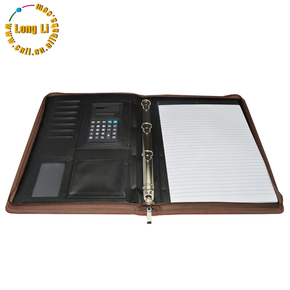 High quality Zipper bind pouch notebook pu leather zip lock notebook