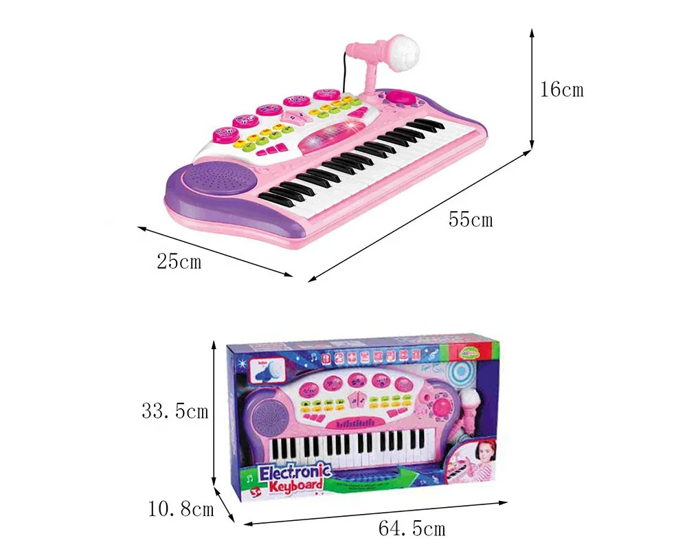 Multifunctional musical instrument 37 keys electronic organ toy with microphone and MP3 wire .