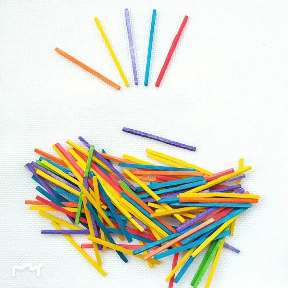 wooden color match sticks for kids DIY handle craft kit