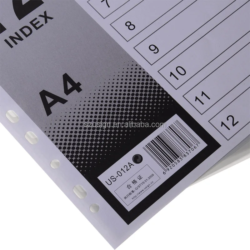 
US-012A Plastic Office Index Divider with 12 pages 