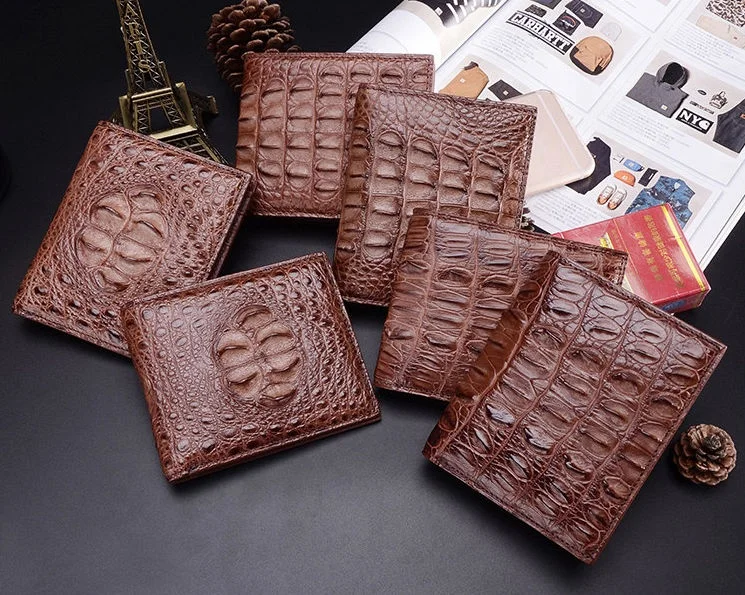 Bi-Fold wallet for men, Crocodile pattern leather slim short luxury wallet for men