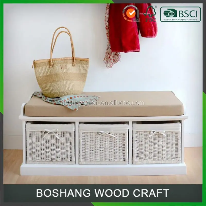 Large Capacity Space Indoor Small Storage Bench With Leather Cushion