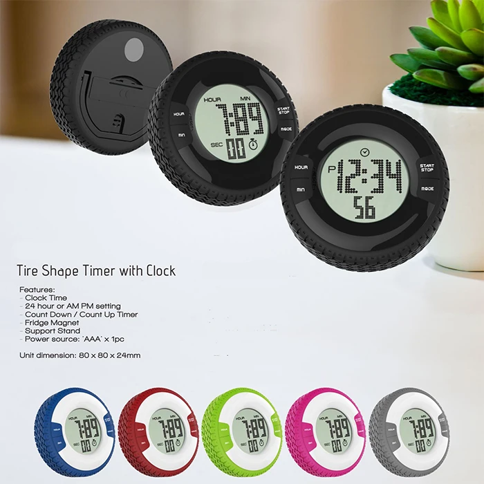 J&R Black Mini Table ABS Plastic Silicone Digital Alarm Clock for Kids