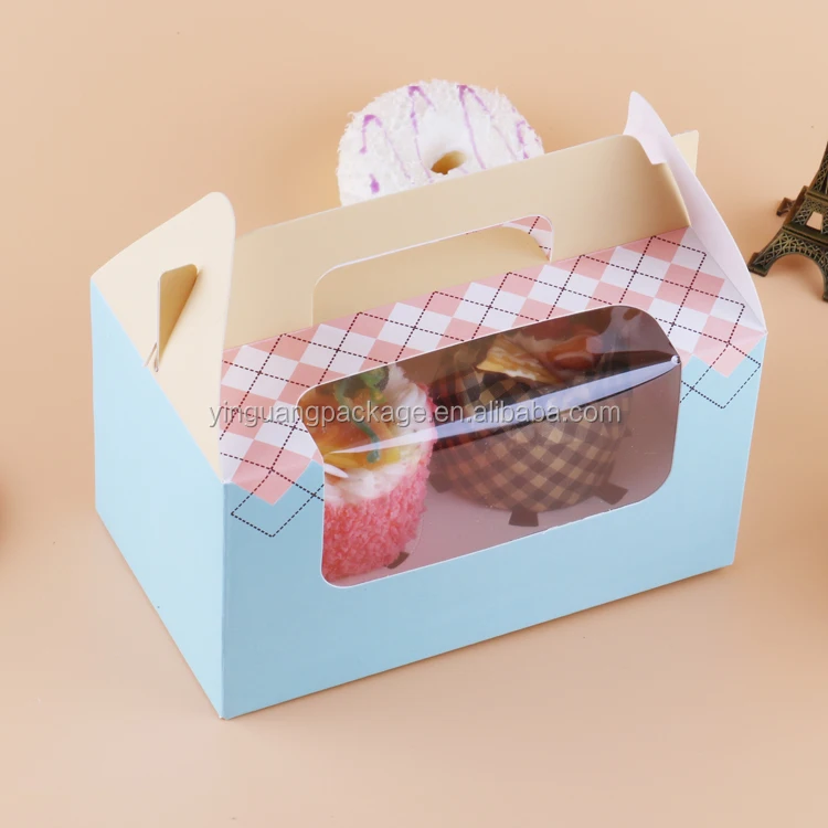 Customized Food Grade Paper Muffin Cupcake Donut Packaging Box with Clear Window
