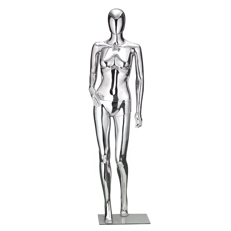 Sexy pose full body plastic female silver mannequin for wedding dress