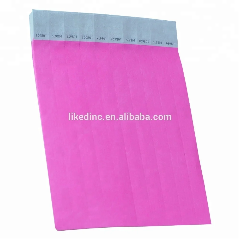 Цветные бумажные браслеты для струйной печати tyvek с неоновыми цветами для буфета