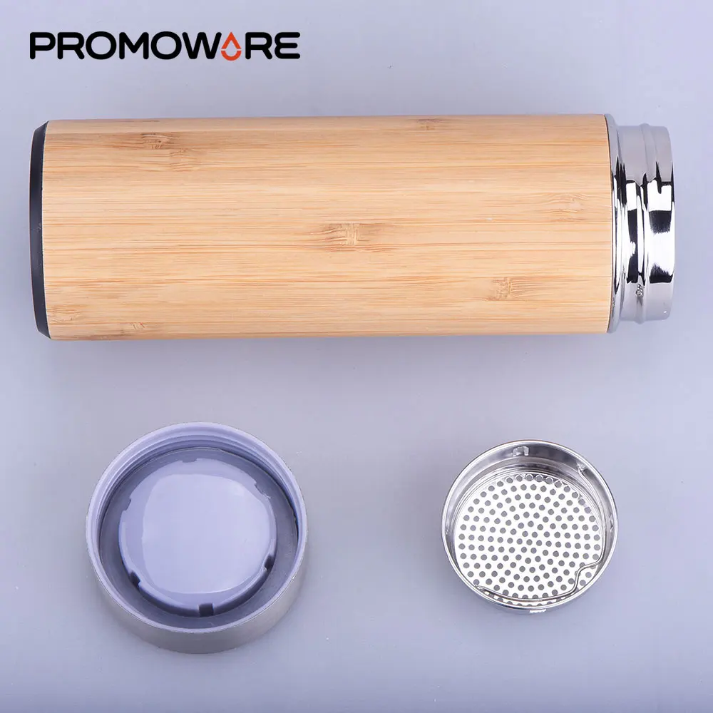 WB Steel Eco Friendly Bamboo Water Bottle Biodegradable Bamboo Drink Tea Infuser Coffee Water Bottle BPA Free Wholesale