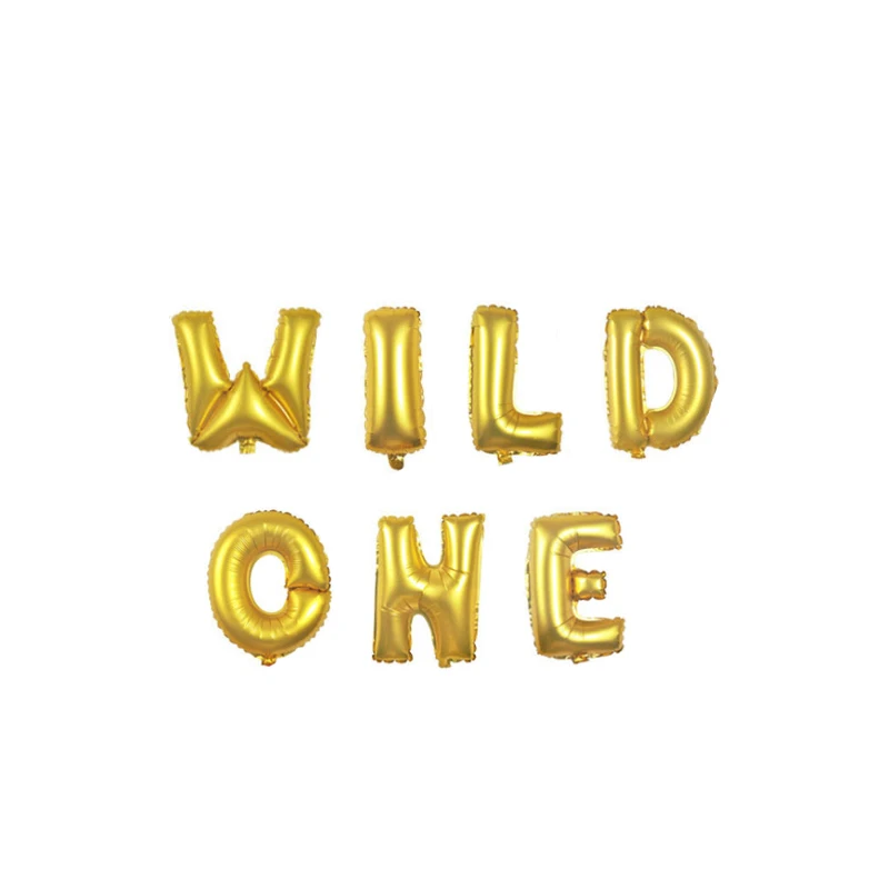 39pcs Wild One Balloon Set 16 inch Letter Party Balloon Foil Balloons Golden Latex Ballon Animal Head For Party Supplies