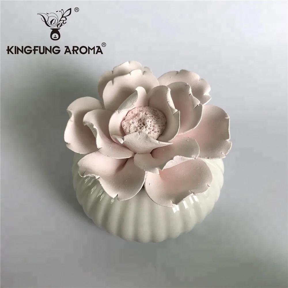 
Amazon Hot Sell Ceramic Aroma Stone Ceramic Flower Diffuser Bottle Reed Flower Air Freshener 