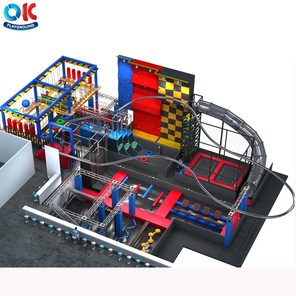 OK Playground Sport Games Equipment Ropes Ninja Course Indoor Playground for Kids