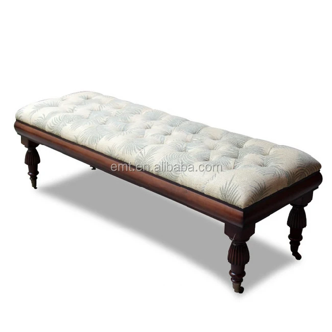 French baroque style bed foot bench memory foam cushioned bed end stools
