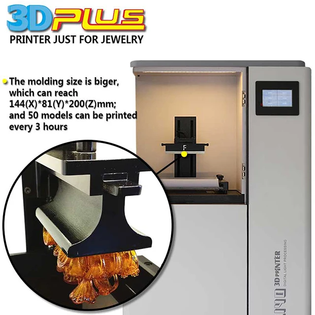 3D Plus Jewellery Machine digital Wax-Resin 3D Printer With Long Service Life More Than 20000 Hours