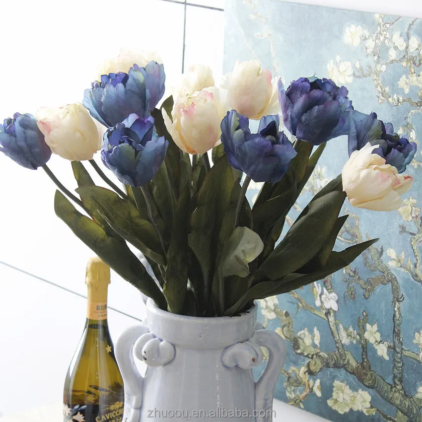 New Design China Wholesale Holland Artificial Flowers Silk Tulip Bulbs for Home Office Decoration