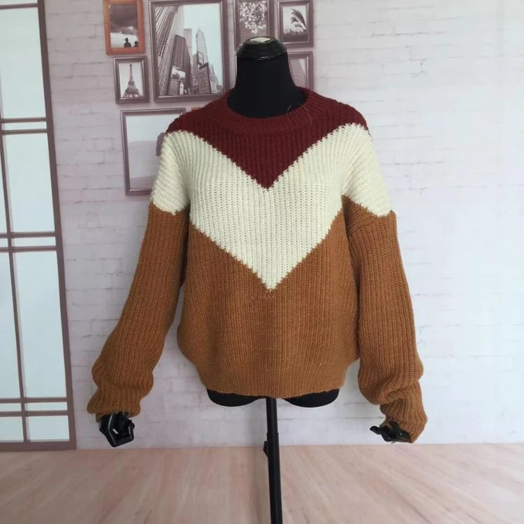 
Hot Selling Woman secondary colour Pullover woolen Sweater Jumper 