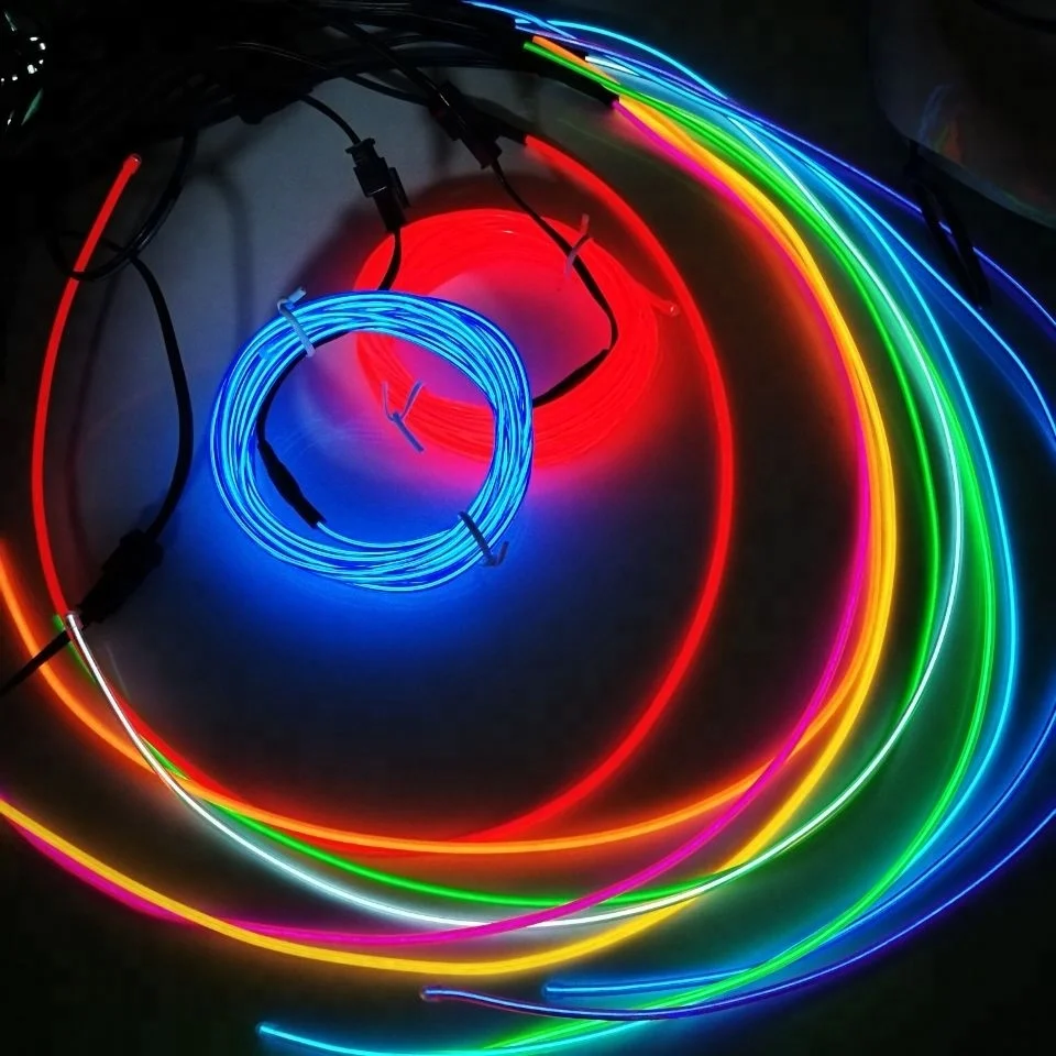 Неоновый светящийся провод rgb 3 м 2 мм с контроллером в инвертор для вечеринок