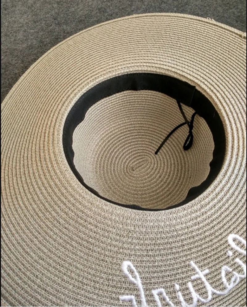 Wholesale custom  fashion foldable wide brim summer women  floppy sun hat straw beach