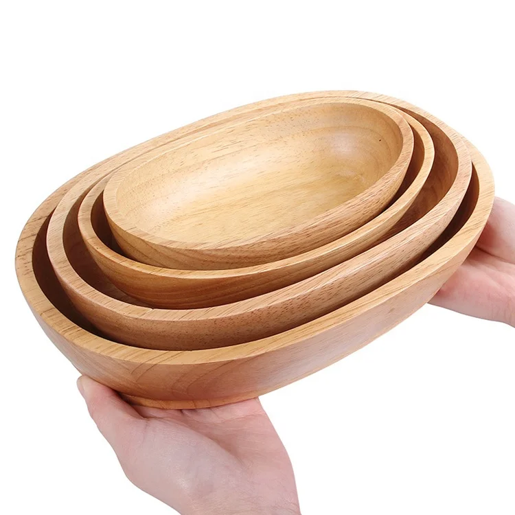 Creative  Handmade 21cm Rubber  Wood  Snacks Dried Fruits  Boat Shape  Dish