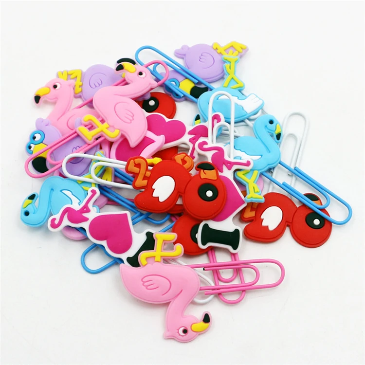 Factory custom wholesale pvc plastic flamingo bird clip for student