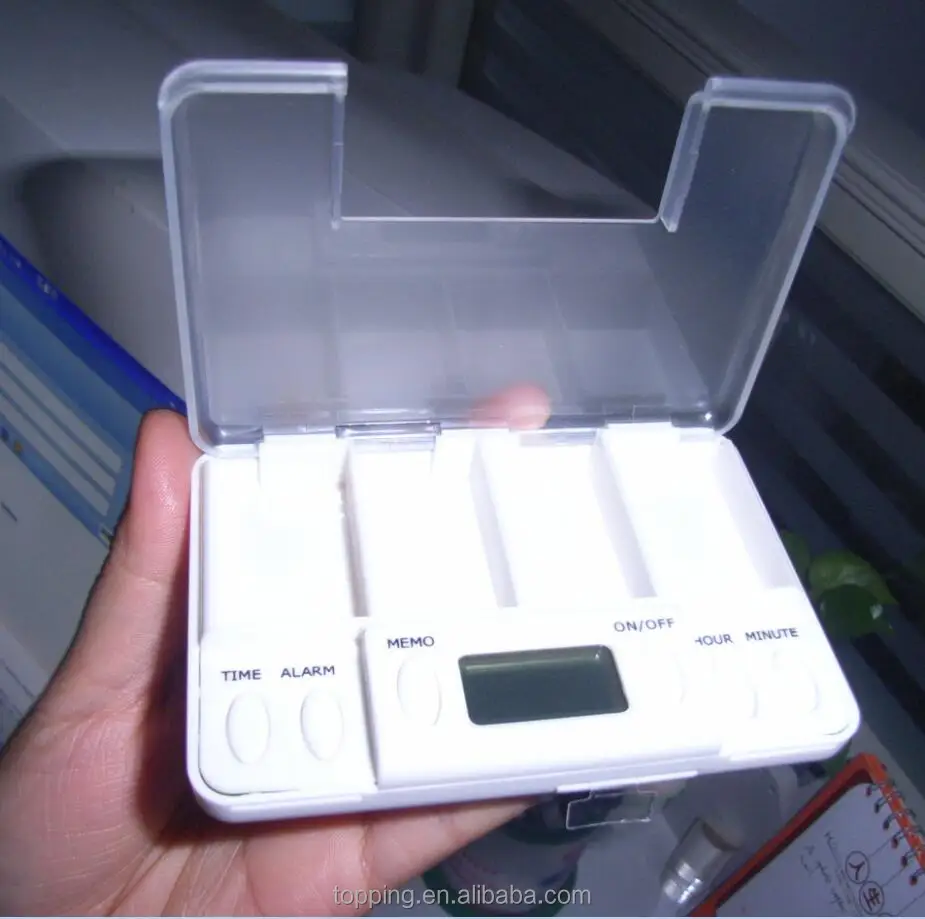 Travel pill box timer with alarm pill dispenser tavl clock