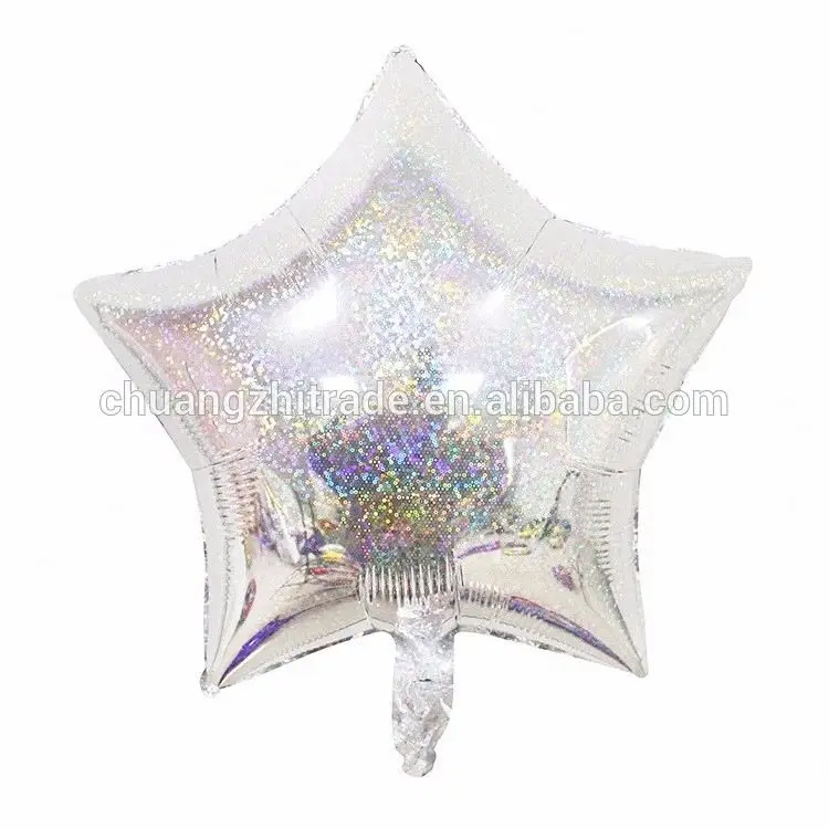 CY new products 2019 star shaped chinese inflatable toy 10 inch laser foil glitter balloons