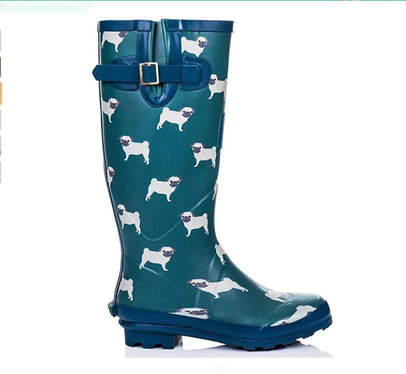 Wholesale Adjustable labrador Dog Print pictures Women Rubber Wellington Rain Boots
