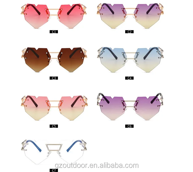 
2018 520 heart shape rimless dropship sunglasses,eyewear usa south africa resin ,drop ball test stock sunshades 