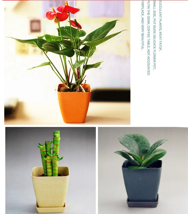 Wholesale High quality Wooden style bamboo fiber round garden flower pot