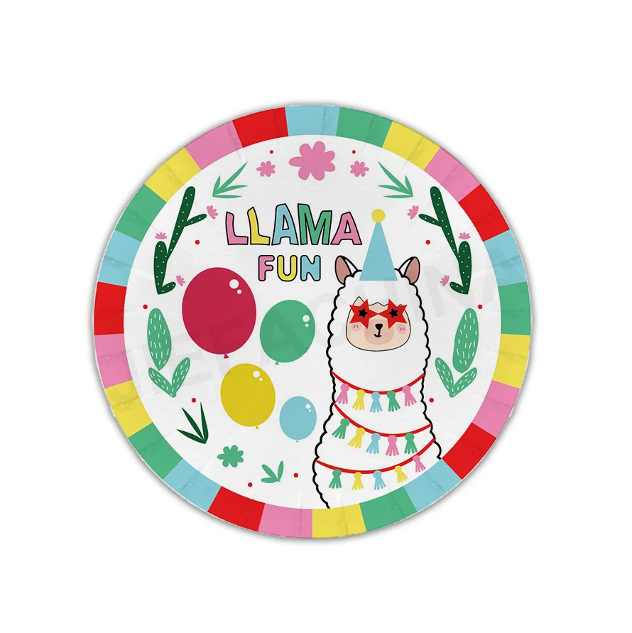 Factory Custom Llama Party Supplies Llama Themed Birthday Party Tableware Kit For 16 Guests