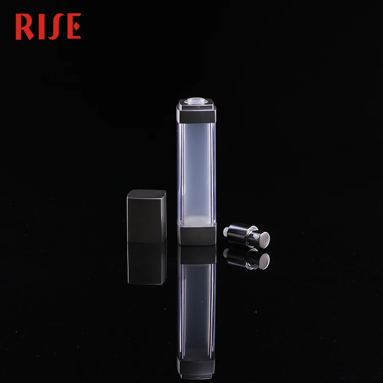 
RISE 30ml 50ml square shaped double wall frosted acrylic airless pump bottle with matte silver cap 