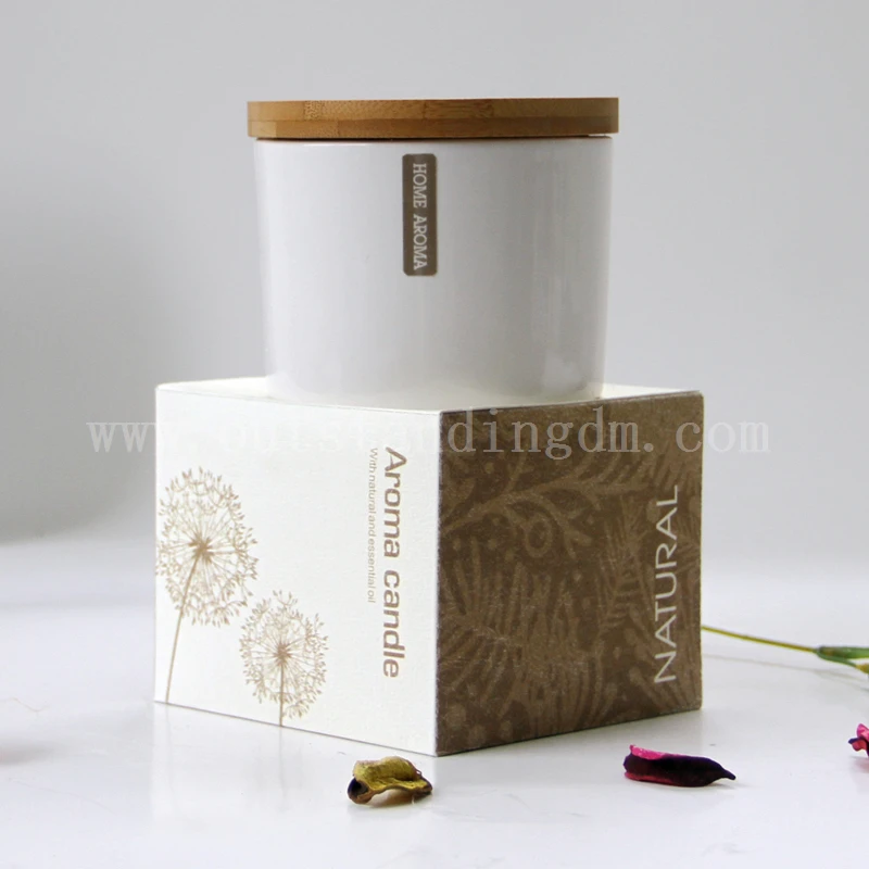 Wholesale White Glass Scented Candle In China Ceramic jar With Lid  Nice Candle Box